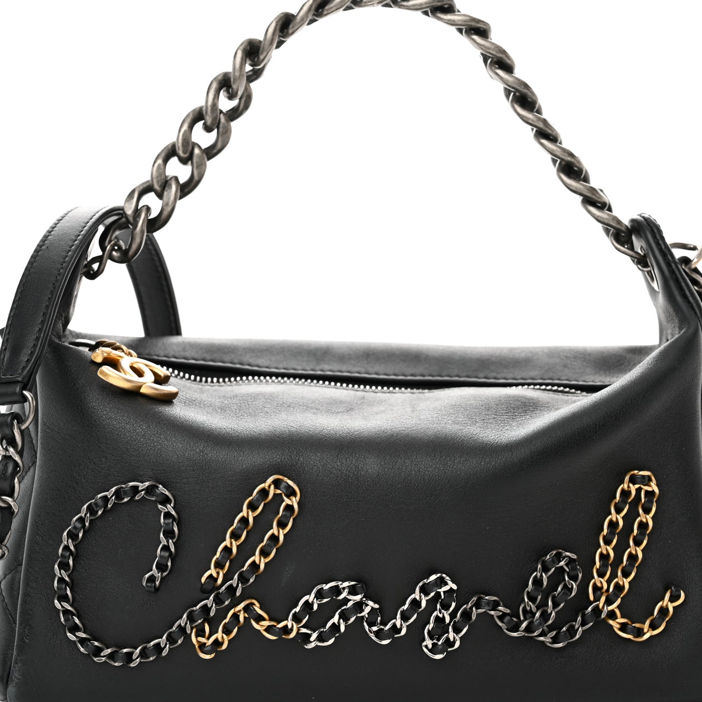 Calfskin Chain 20s Signature Hobo Black