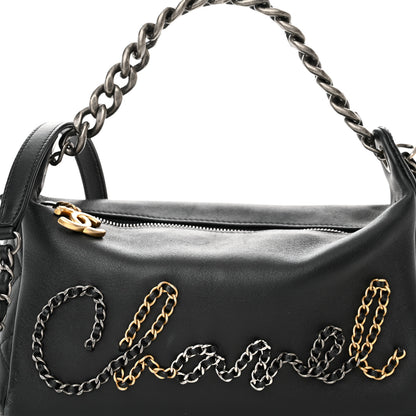 Chanel Calfskin Chain 20s Signature Hobo Black 8 of 10