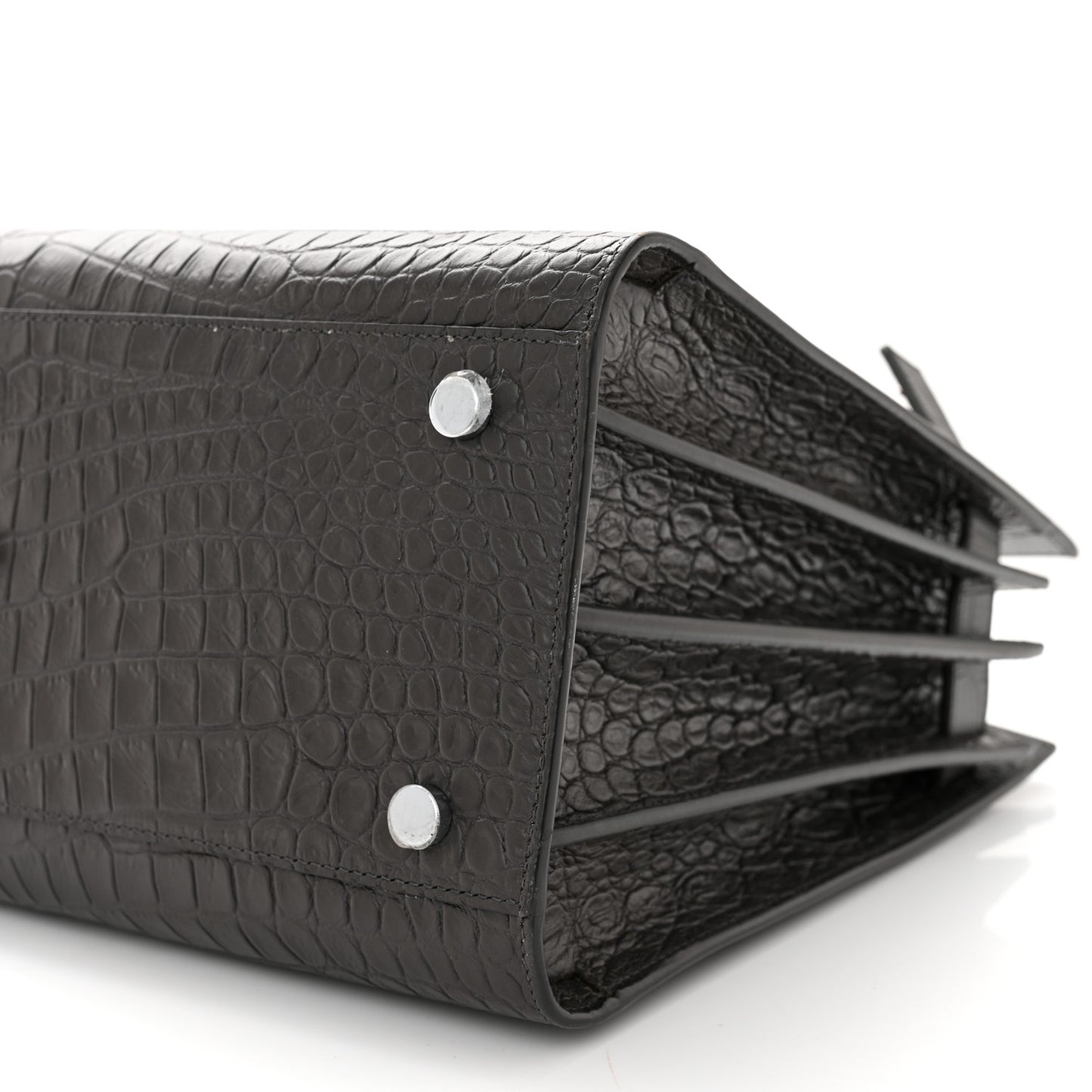 Calfskin Crocodile Embossed Small Sac De Jour Coal