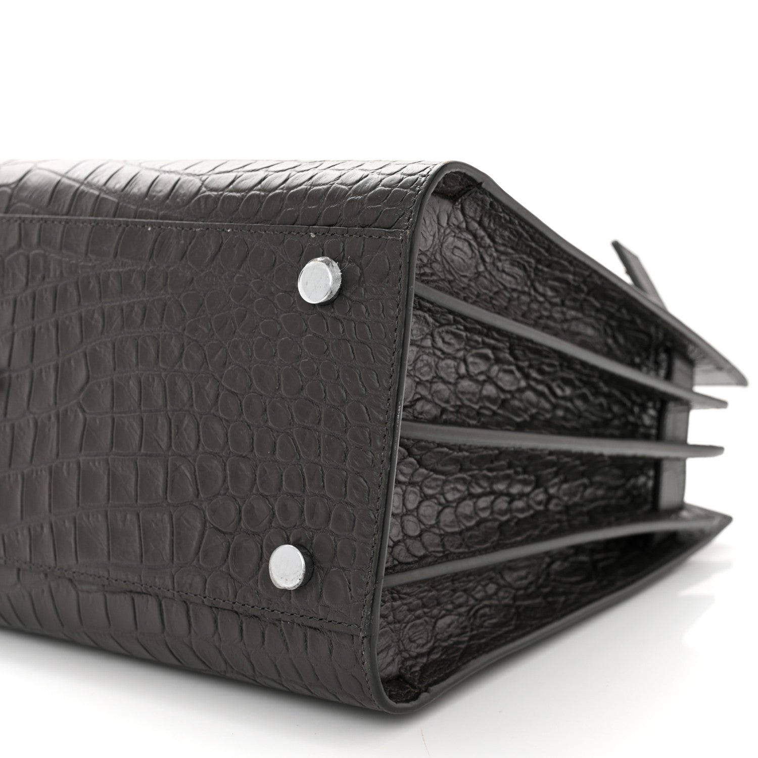 Saint Laurent Calfskin Crocodile Embossed Small Sac De Jour Coal 9 of 9