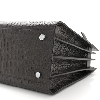 Saint Laurent Calfskin Crocodile Embossed Small Sac De Jour Coal 9 of 9
