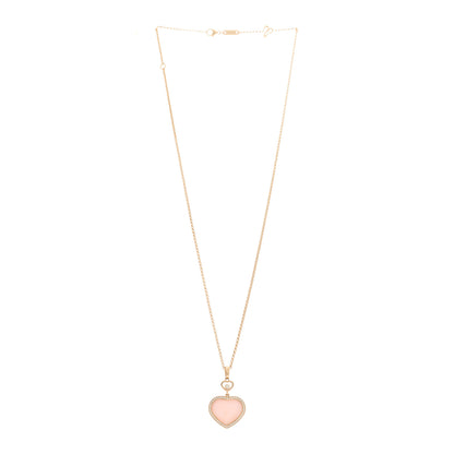 Chopard 18K Rose Gold Diamond Pink Opal Happy Hearts Pave Pendant Necklace 3 of 6