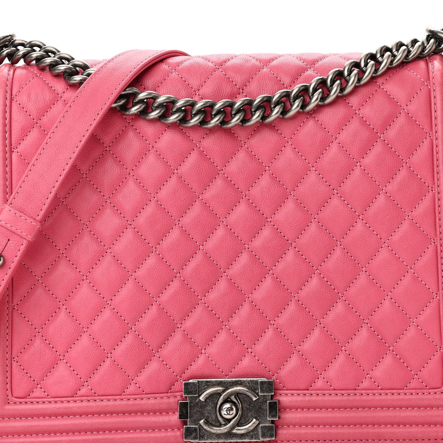 Calfskin Quilted Large Boy Flap Pink