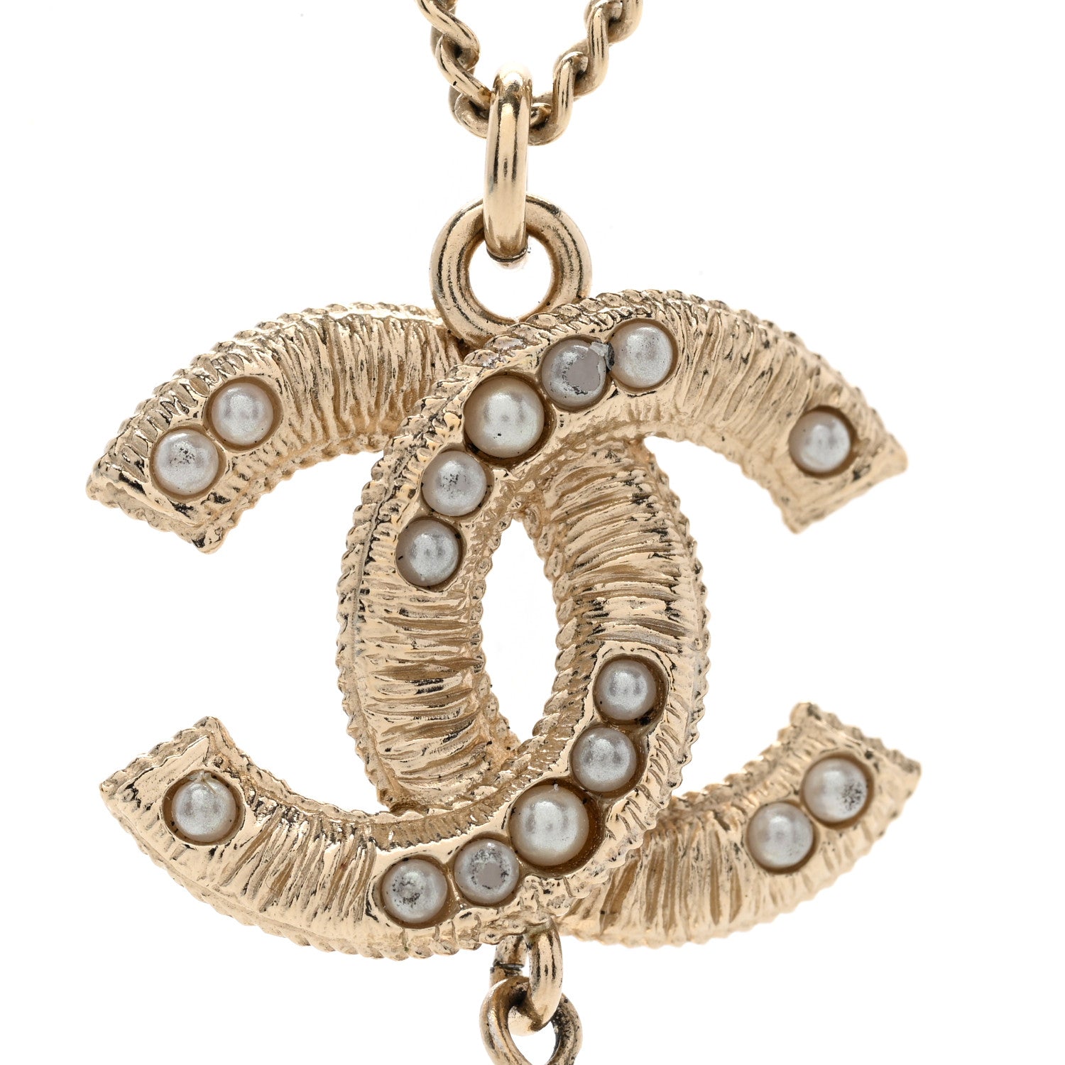 Chanel Pearl CC Pendant Necklace Gold 5 of 5