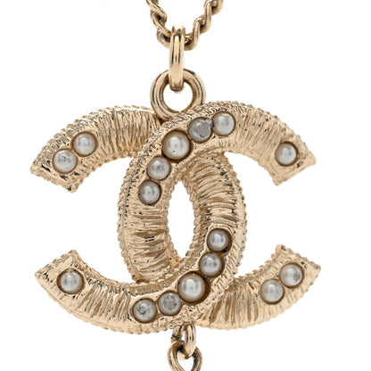 Chanel Pearl CC Pendant Necklace Gold 5 of 5