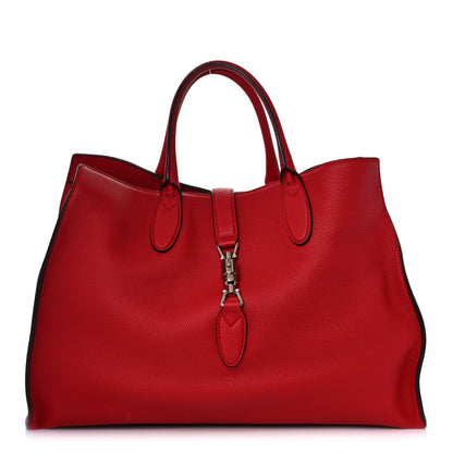 Gucci Soft Calfskin Medium Jackie Top Handle Bag Hibiscus Red 1 of 12