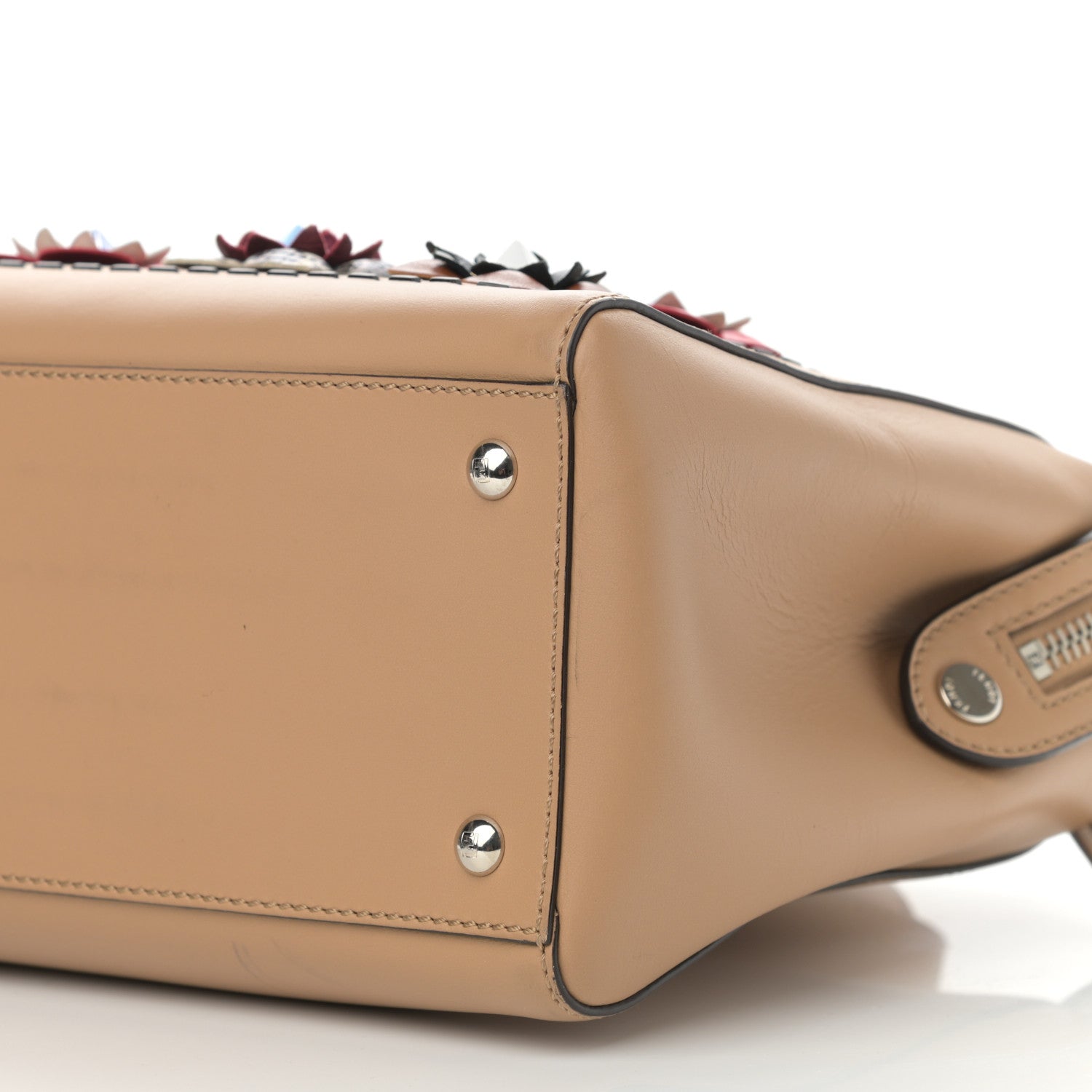 Fendi Calfskin Flowerland Studded Dotcom Satchel Cuoio Multicolor 11 of 15