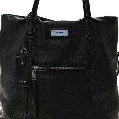 Prada Glace Calf Etiquette Shoulder Tote Black Astrale 7 of 9