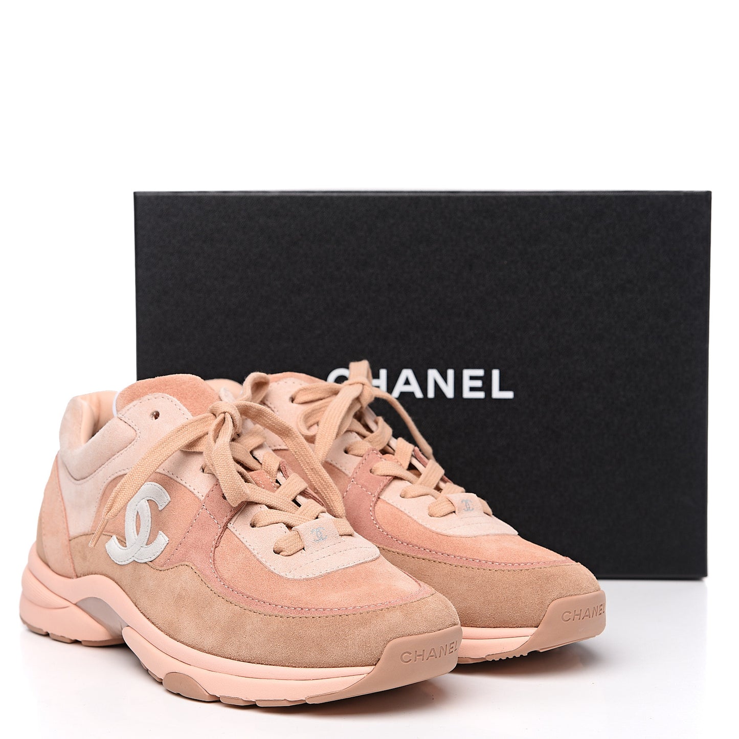 Nylon Lambskin Suede Calfskin CC Sneakers 39 Pink