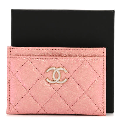 Chanel Iridescent Caviar Quilted Card Holder Rose Pink 10 of 10