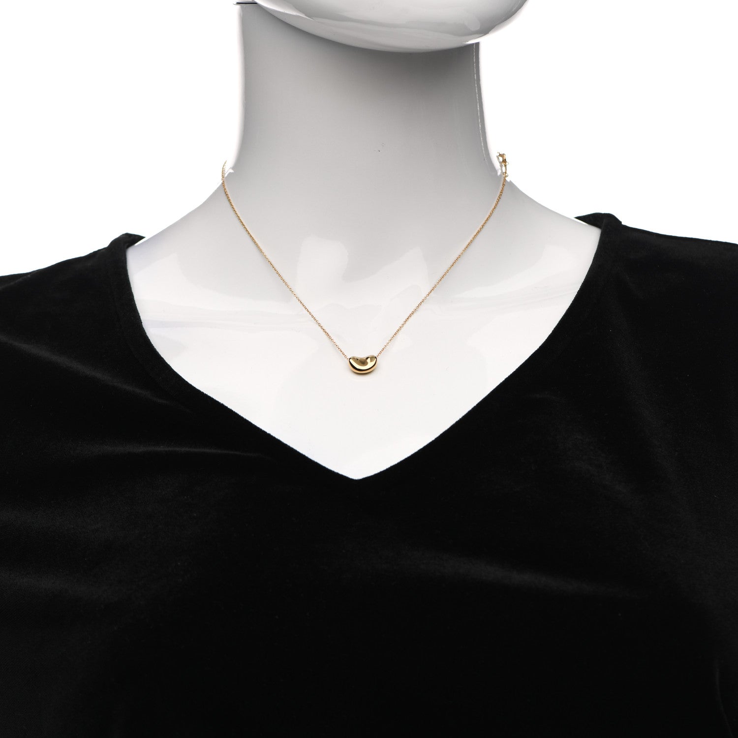 Tiffany 18K Yellow Gold 9mm Elsa Peretti Bean Pendant Necklace 2 of 6