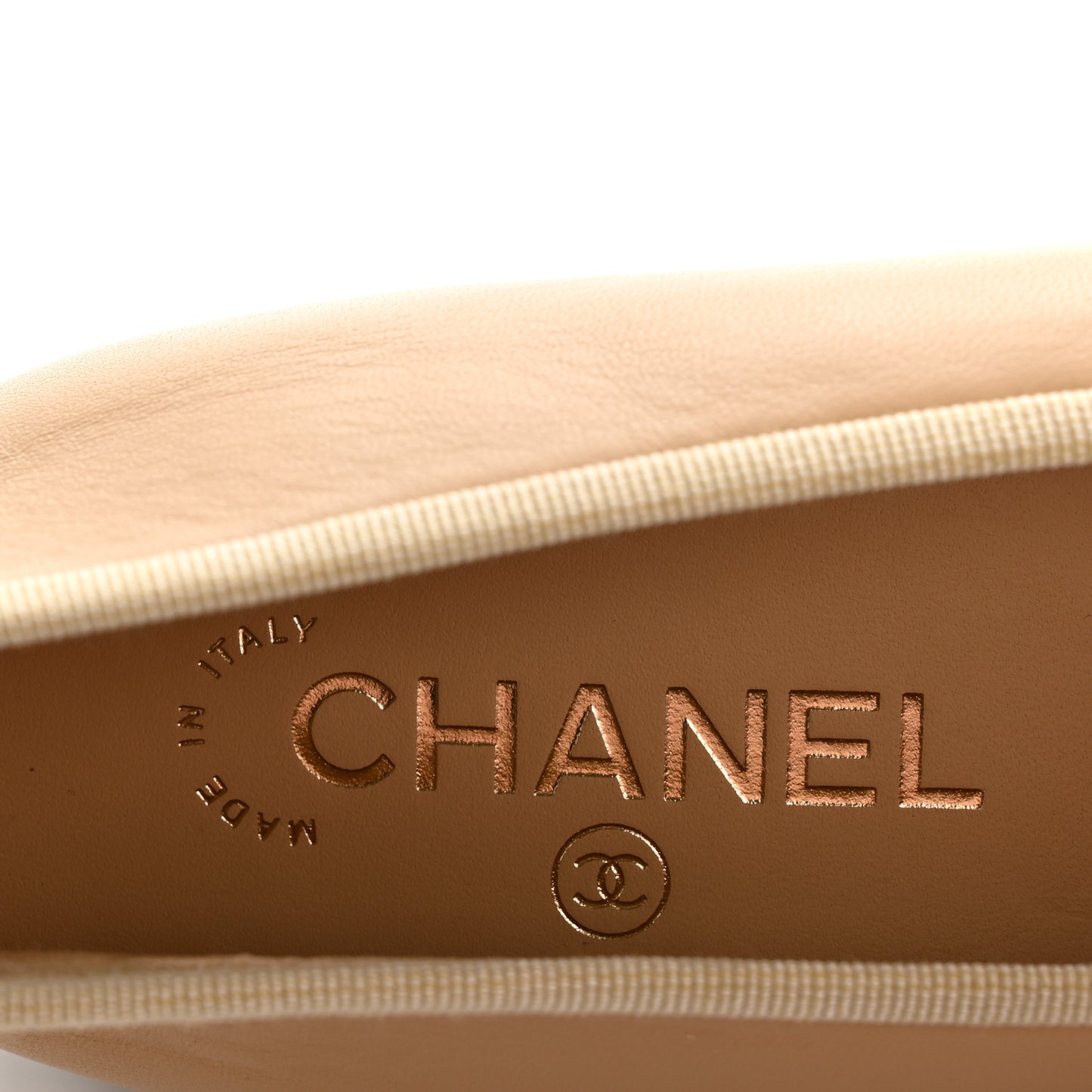 Lambskin Cap Toe CC Ballerina Flats 39 Beige Black