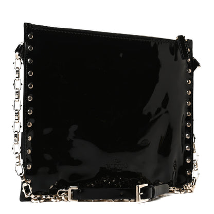 Valentino Garavani Patent Calfskin Rockstud Crossbody Pouch Bag Black 2 of 12