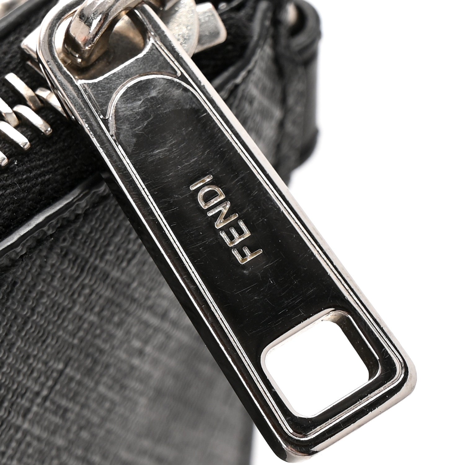 Fendi Glazed Fabric Vitello Liberty FF 1974 Diagonal Flat Clutch  Sunflower Black 9 of 10