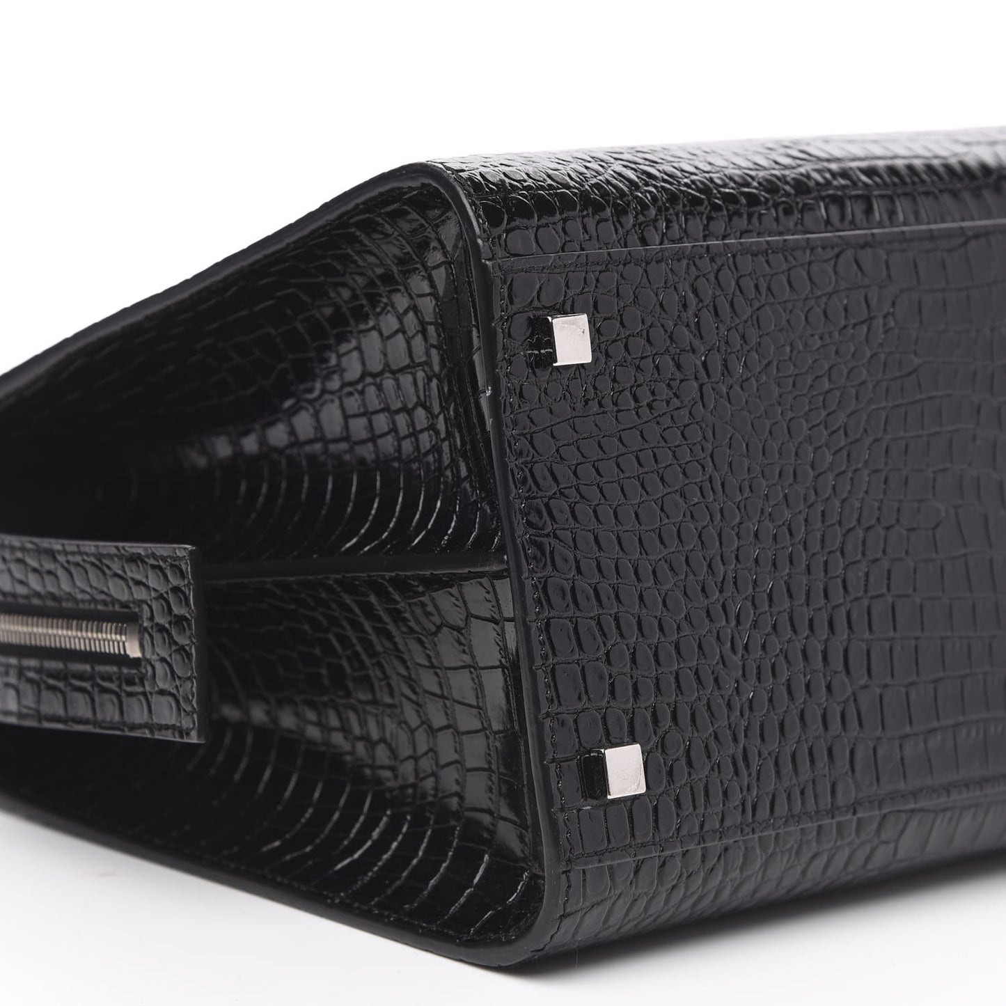 Croc Calfskin Embossed Medium Uptown Tote Black