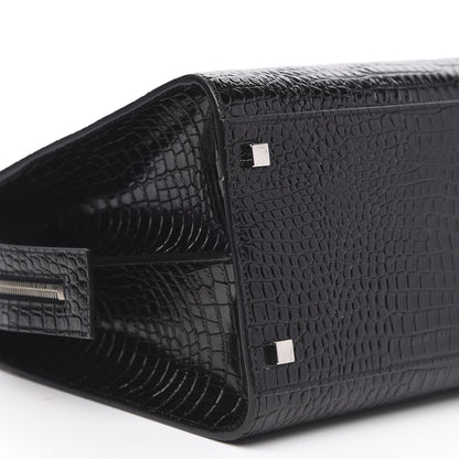 Saint Laurent Croc Calfskin Embossed Medium Uptown Tote Black 8 of 10