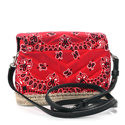 Saint Laurent Cotton Bandana Y Quilted Monogram Toy Loulou Crossbody Bag Red 3 of 12