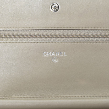 Chanel Lambskin Chevron Quilted Boy Wallet On Chain WOC Grey 7 of 10
