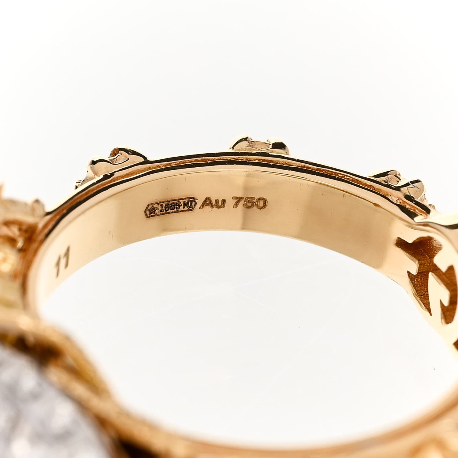 Gucci 18K Yellow Gold Diamond Le Marche Des Merveilles Bee Ring 50 5.5 6 of 6