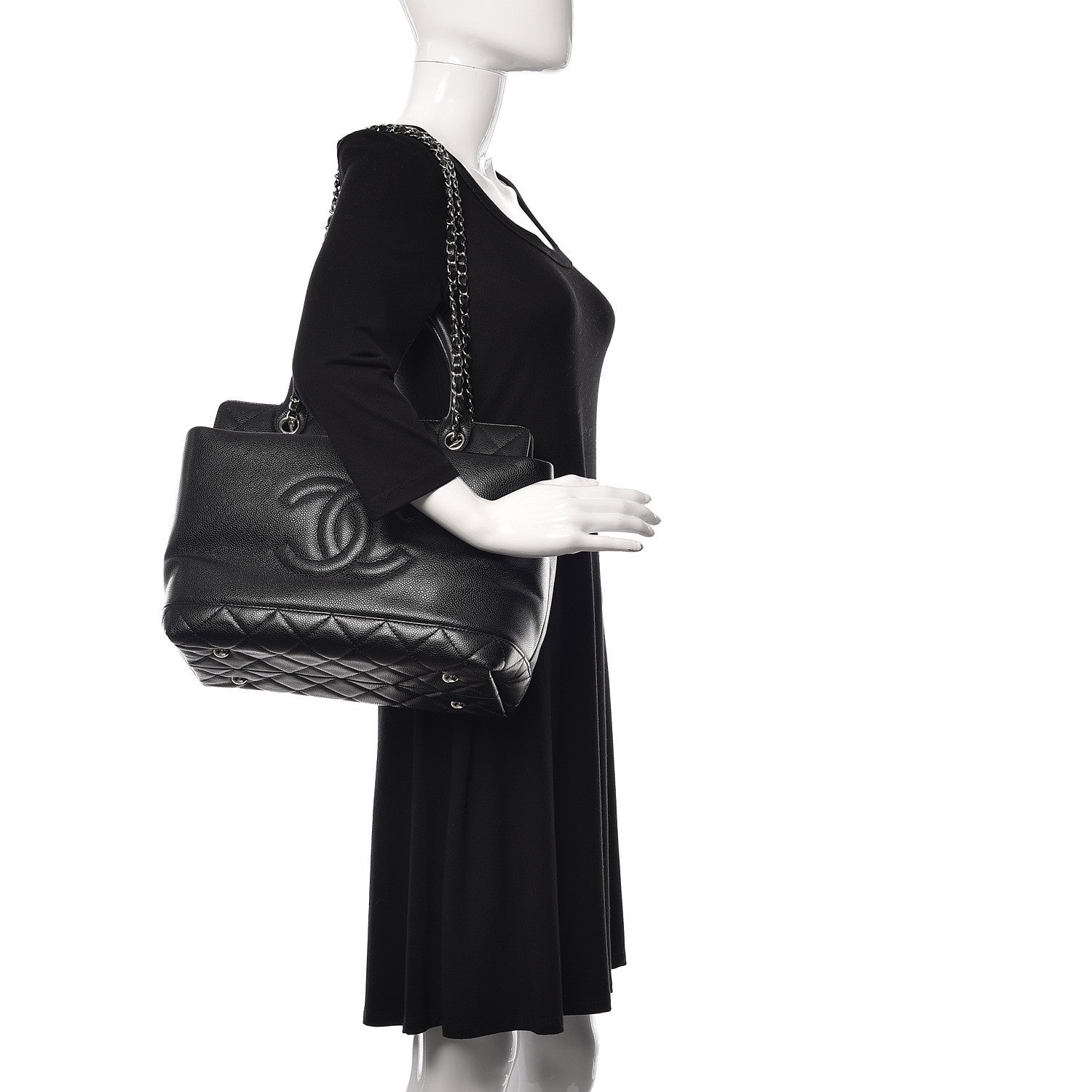 Chanel Soft Caviar CC Medium Top Handle Tote Black 2 of 14