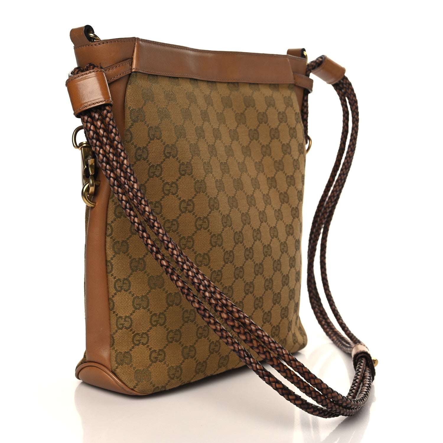 Gucci Monogram Braided Shoulder Bag Brown 2 of 8