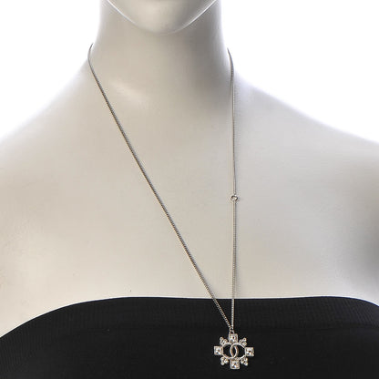 Chanel Crystal CC Necklace Silver 2 of 5