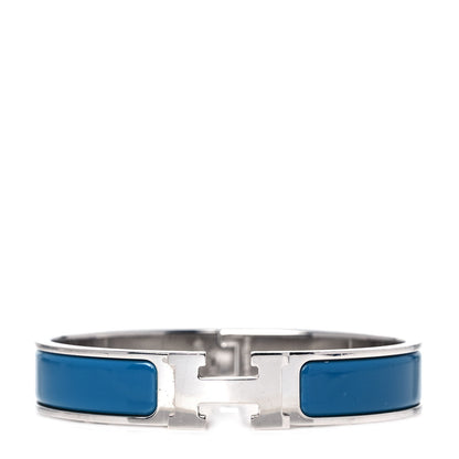 Hermes Enamel Narrow Clic Clac H Bracelet PM Bleu 1 of 4
