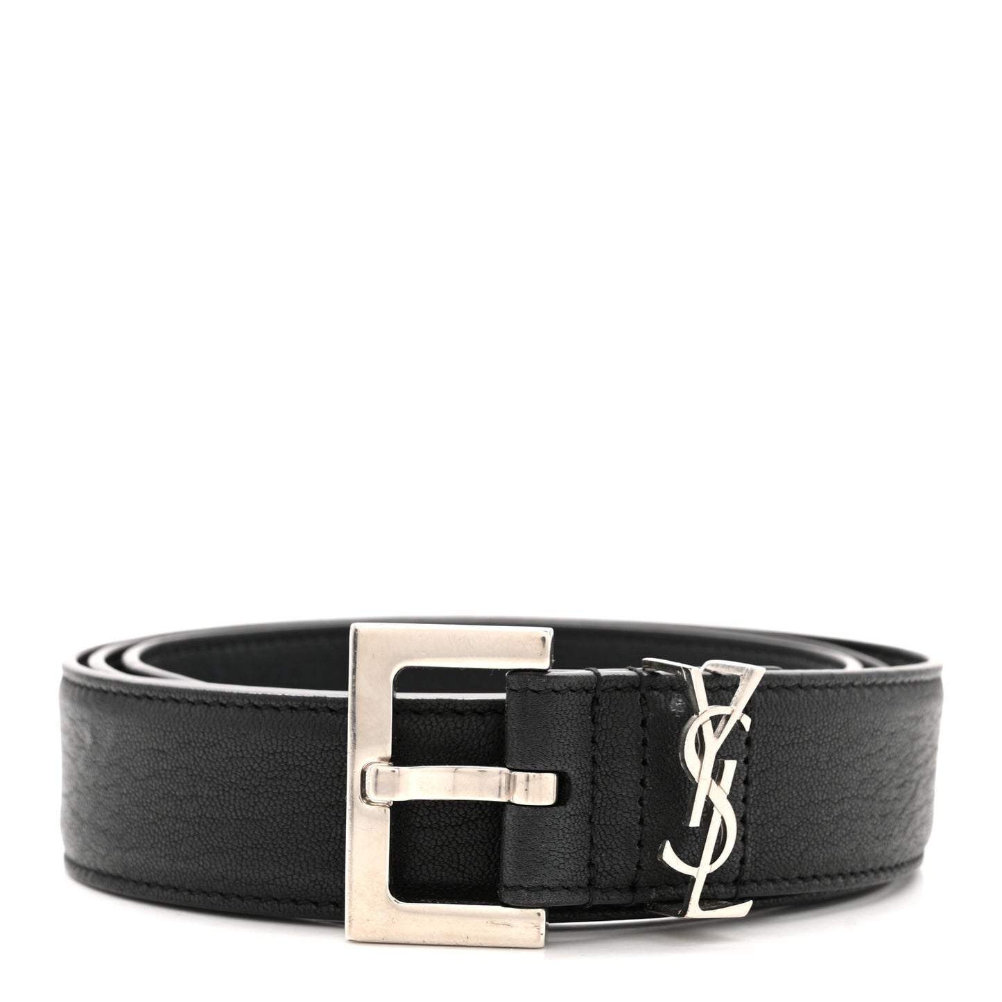 Smooth Calfskin Monogram Cassandre Square Buckle Belt 95 38 Black