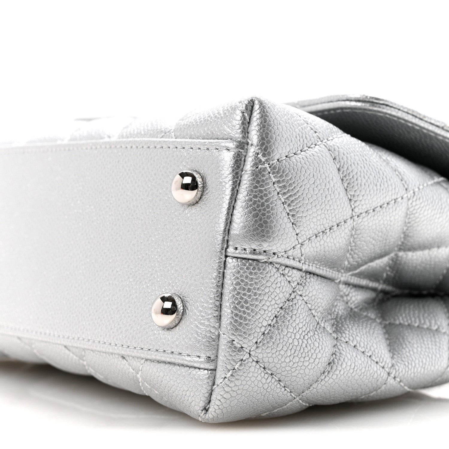 Chanel Metallic Caviar Quilted Mini Coco Handle Flap Silvery 10 of 12