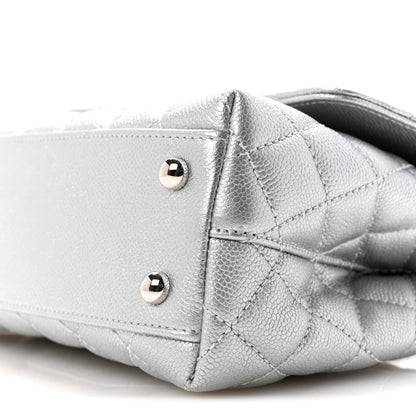 Chanel Metallic Caviar Quilted Mini Coco Handle Flap Silvery 10 of 12