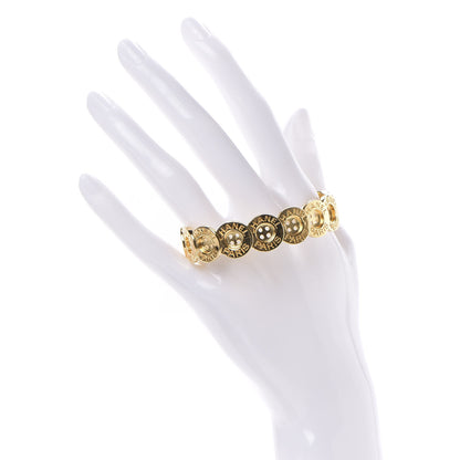 Chanel Metal Paris Button Logo Cuff Bracelet Gold 2 of 6
