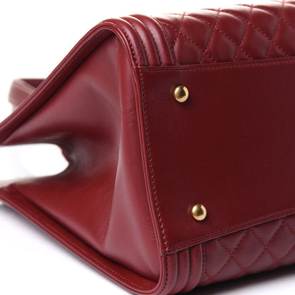 Chanel Lambskin Quilted Boy Shopping Tote Dark Red 9 of 11
