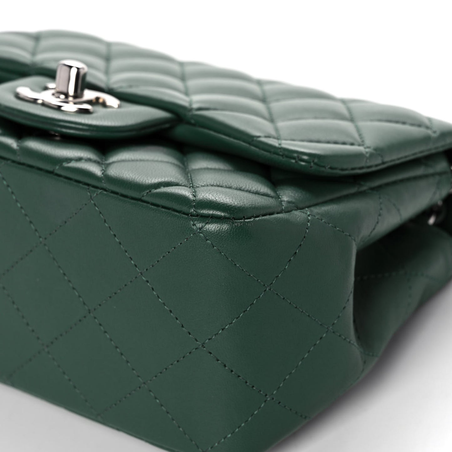 Lambskin Quilted Mini Square Flap Green