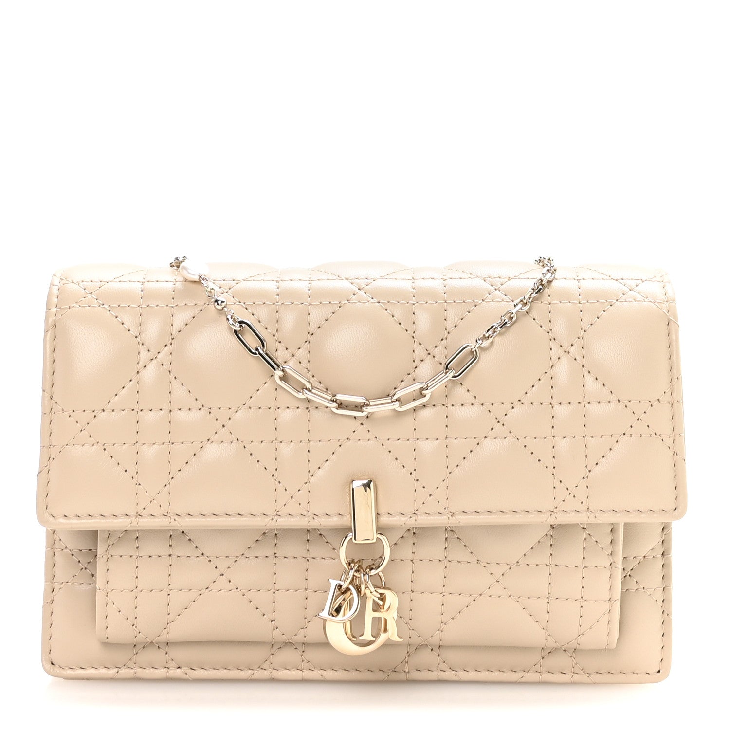 Christian Dior Lambskin Cannage Chain My Dior Daily Chain Pouch Powder Beige 1 of 12