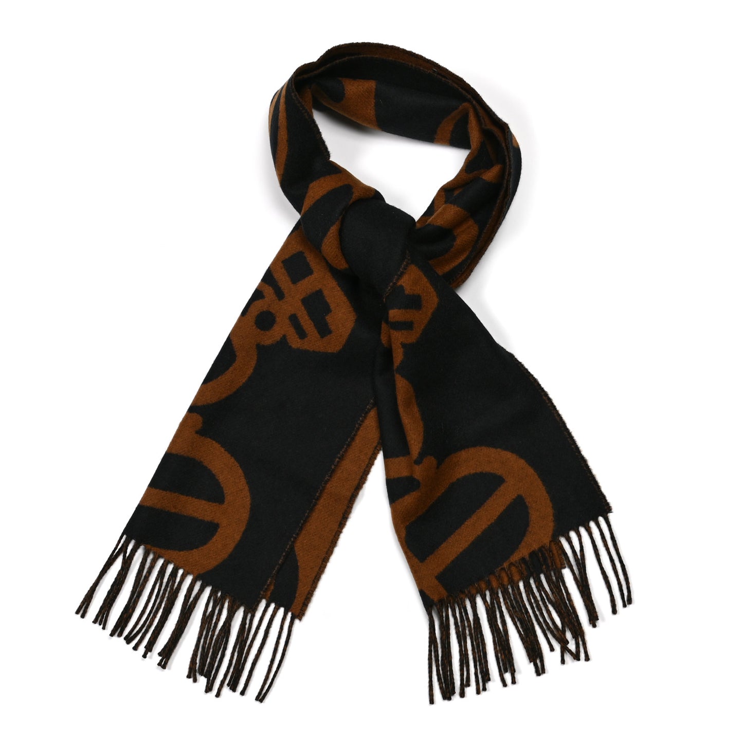 Cashmere Boucles et Camails Muffler Marine Caramel