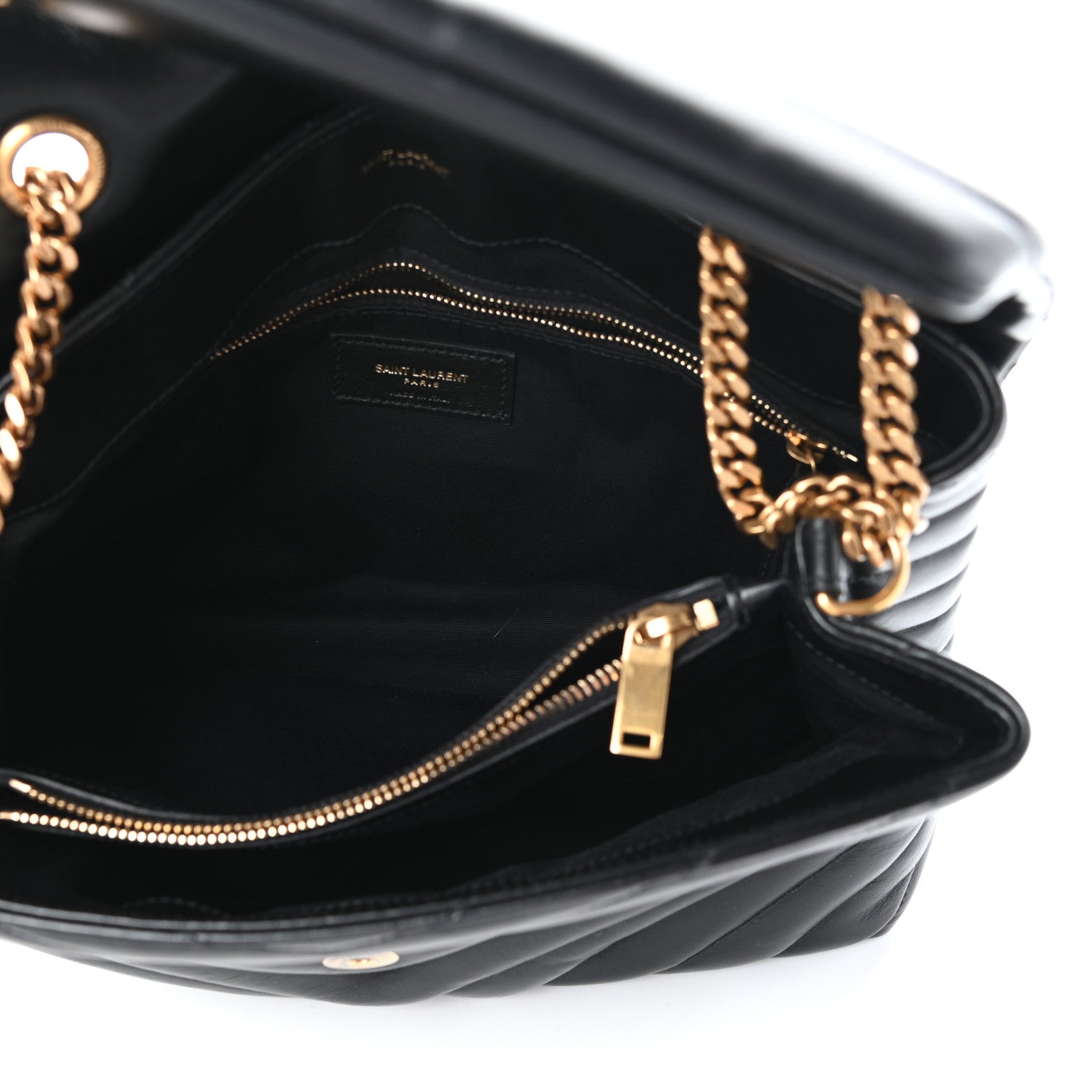 Saint Laurent Calfskin Y Quilted Monogram Medium Loulou Chain Satchel Black 5 of 9