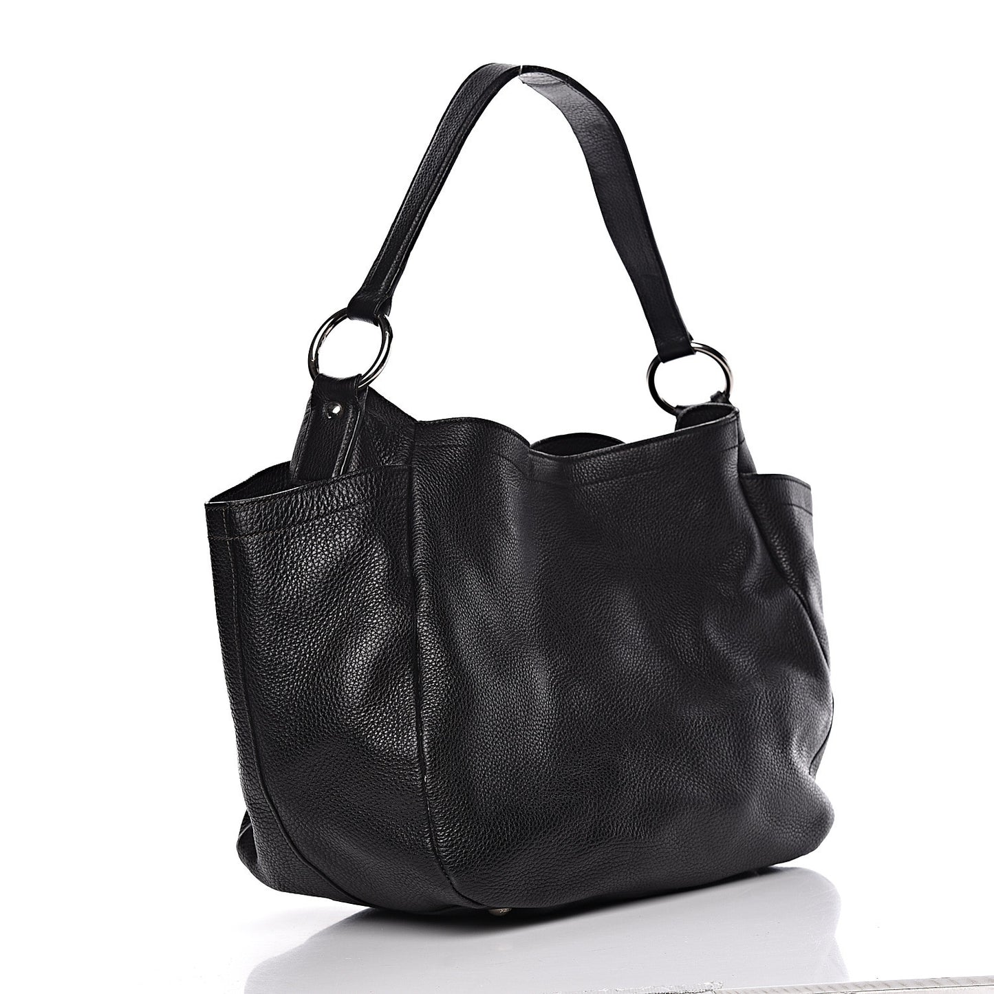 Vitello Daino Side Pocket Hobo Black