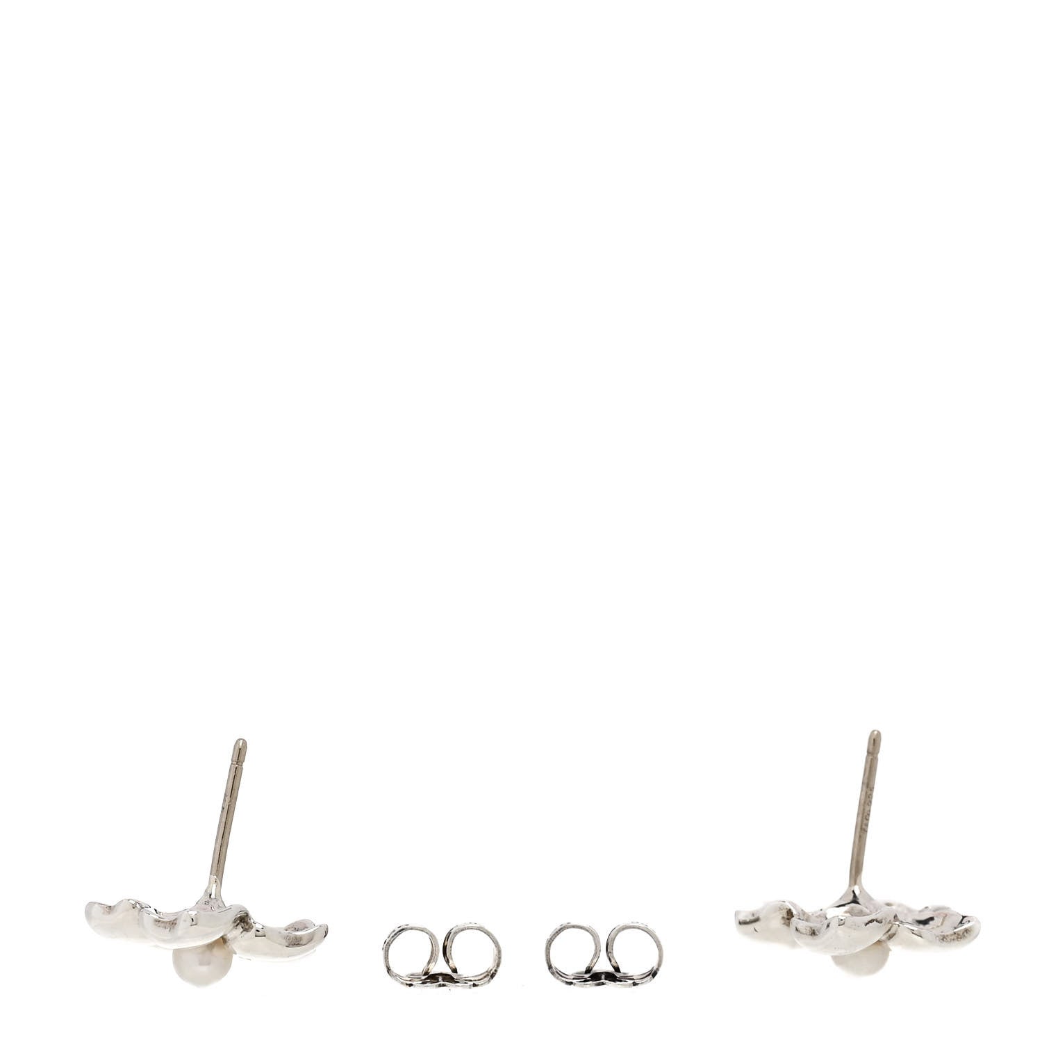Tiffany Sterling Silver Cultured Pearl Flower Earrings 3 of 5