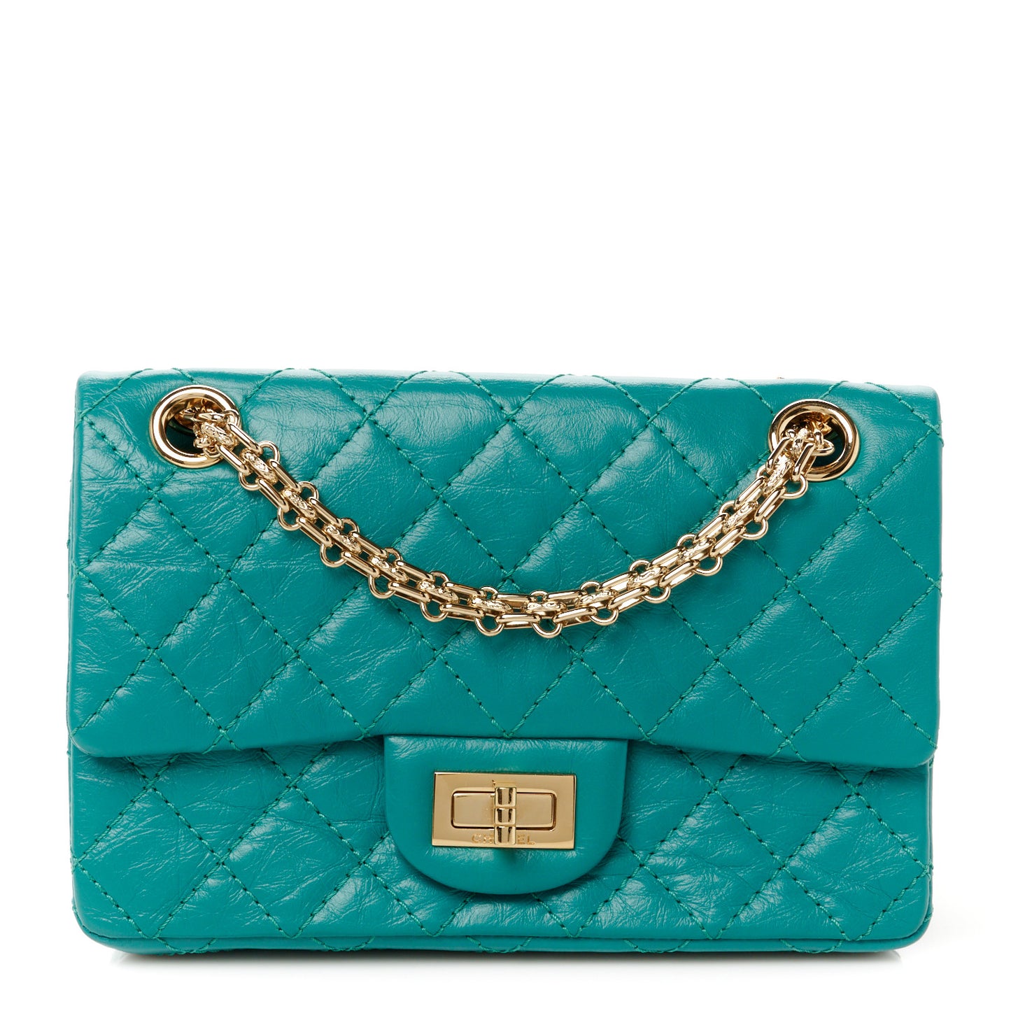 Aged Calfskin Quilted 2.55 Reissue Mini Flap Green