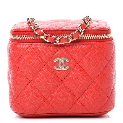 Chanel Caviar Quilted Mini Vanity Case With Chain Red 1 of 11