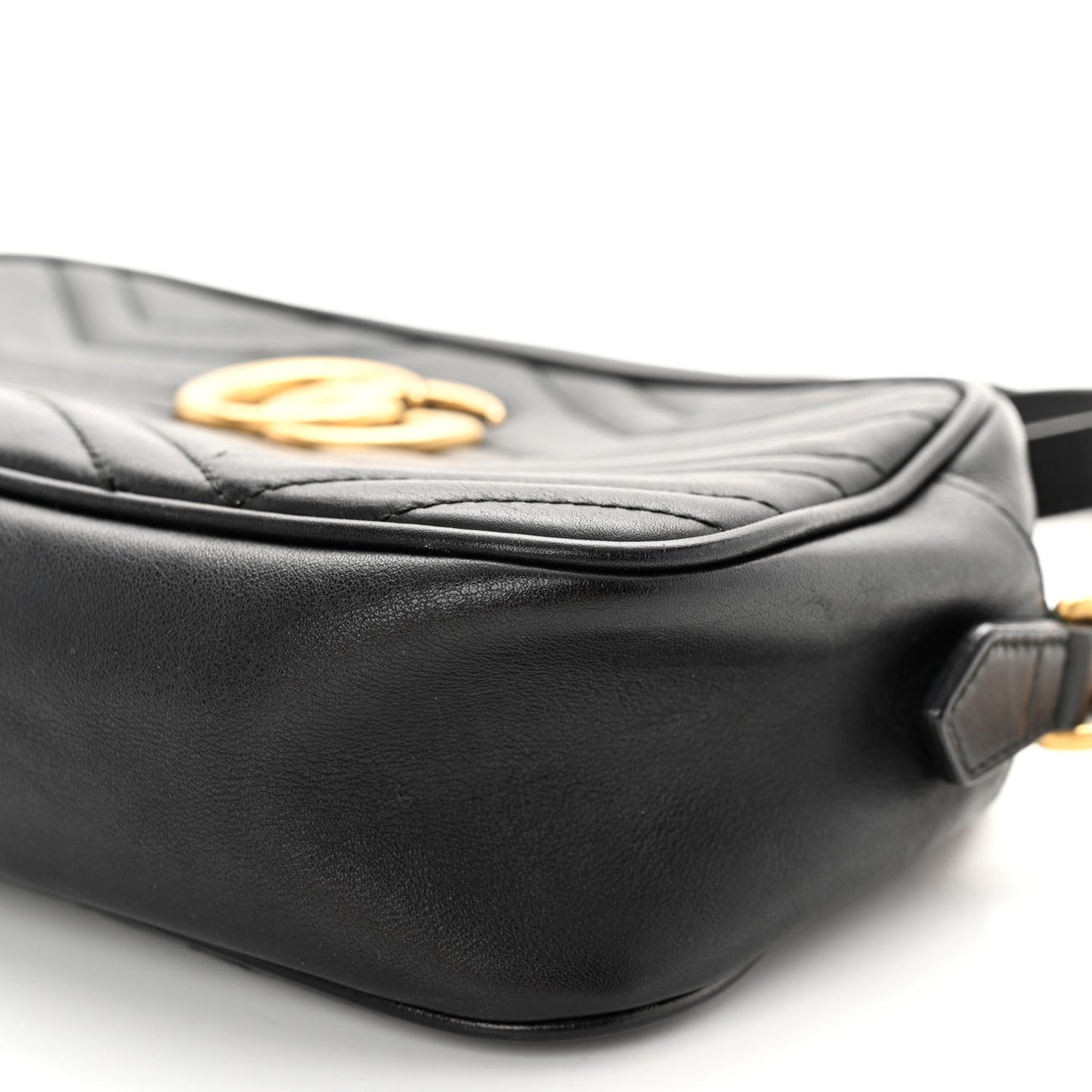 Calfskin Matelasse Small GG Marmont Chain Shoulder Bag Black