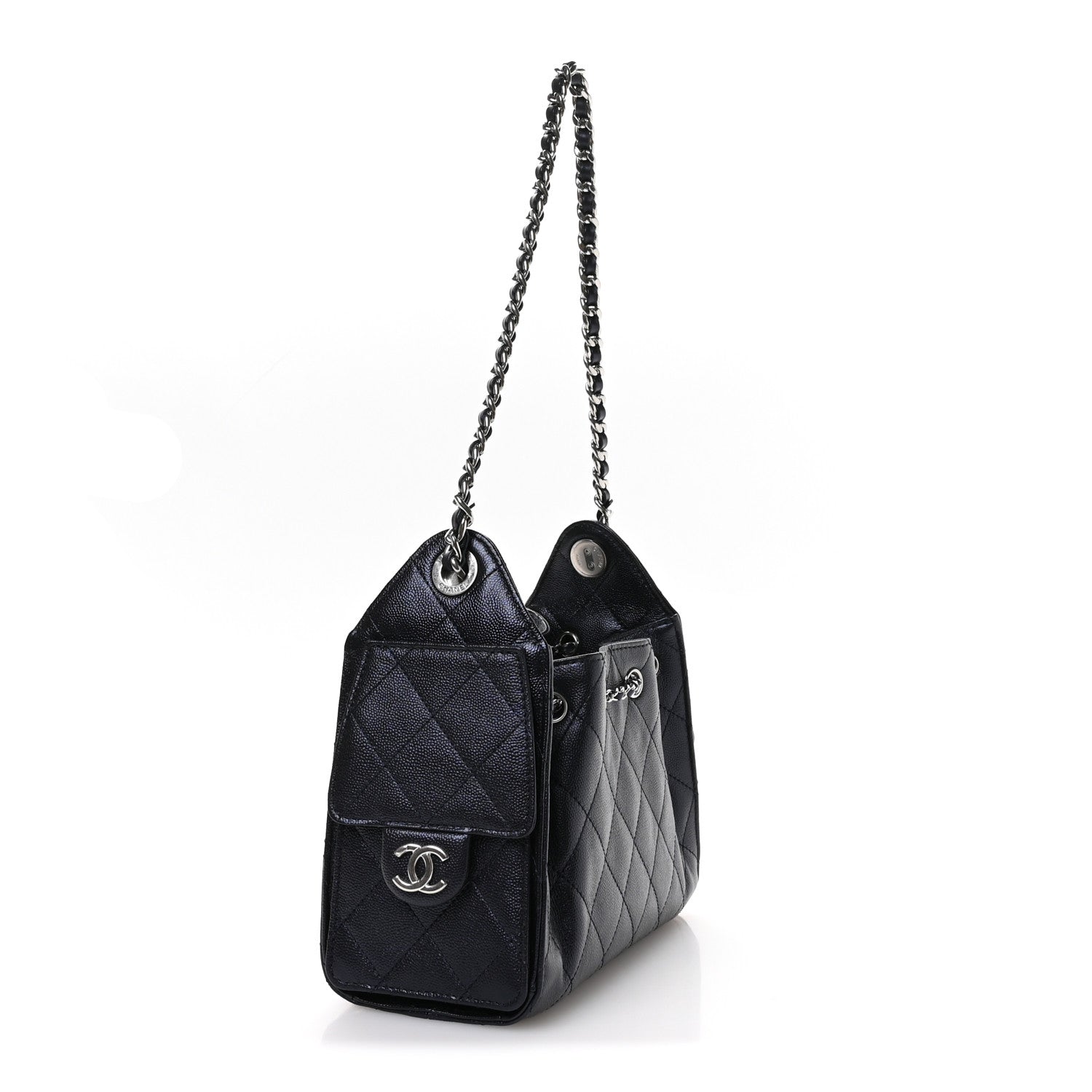 Chanel Metallic Caviar Quilted Mini Chanel 25 Handbag Dark Blue 3 of 11