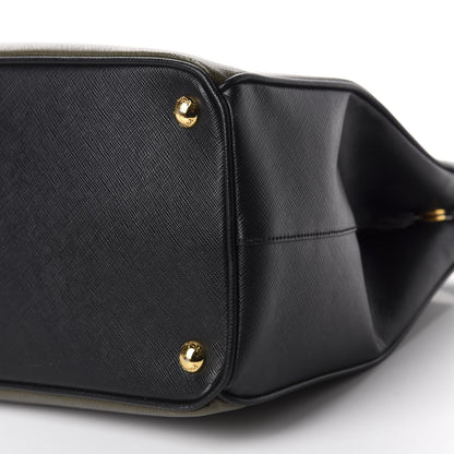 Prada Saffiano Lux Bi-Color Medium Galleria Double Zip Tote Militare Black 7 of 13