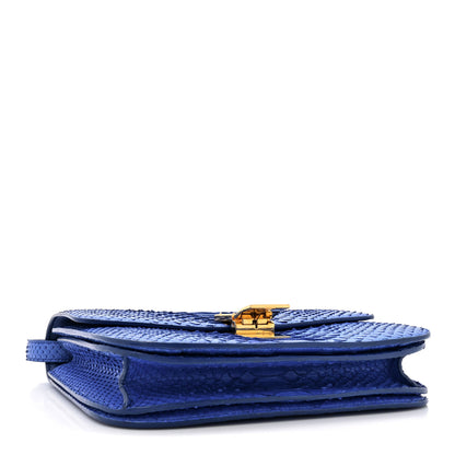 Celine Snakeskin Medium Classic Box Flap Blue 4 of 12
