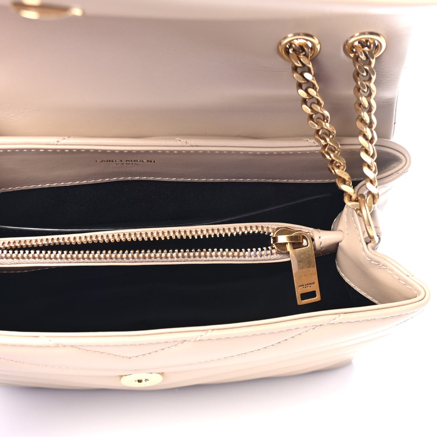 Calfskin Y Quilted Monogram Small Loulou Chain Satchel Dark Beige