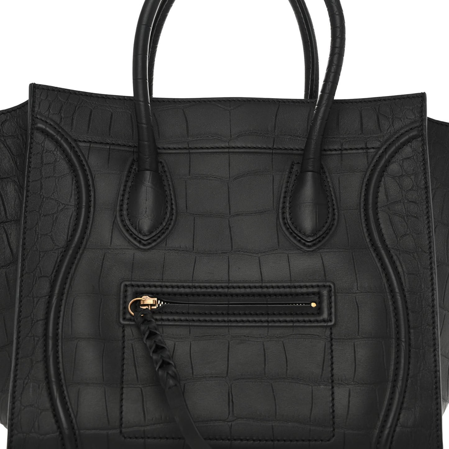 Crocodile Embossed Calfskin Medium Phantom Luggage Black