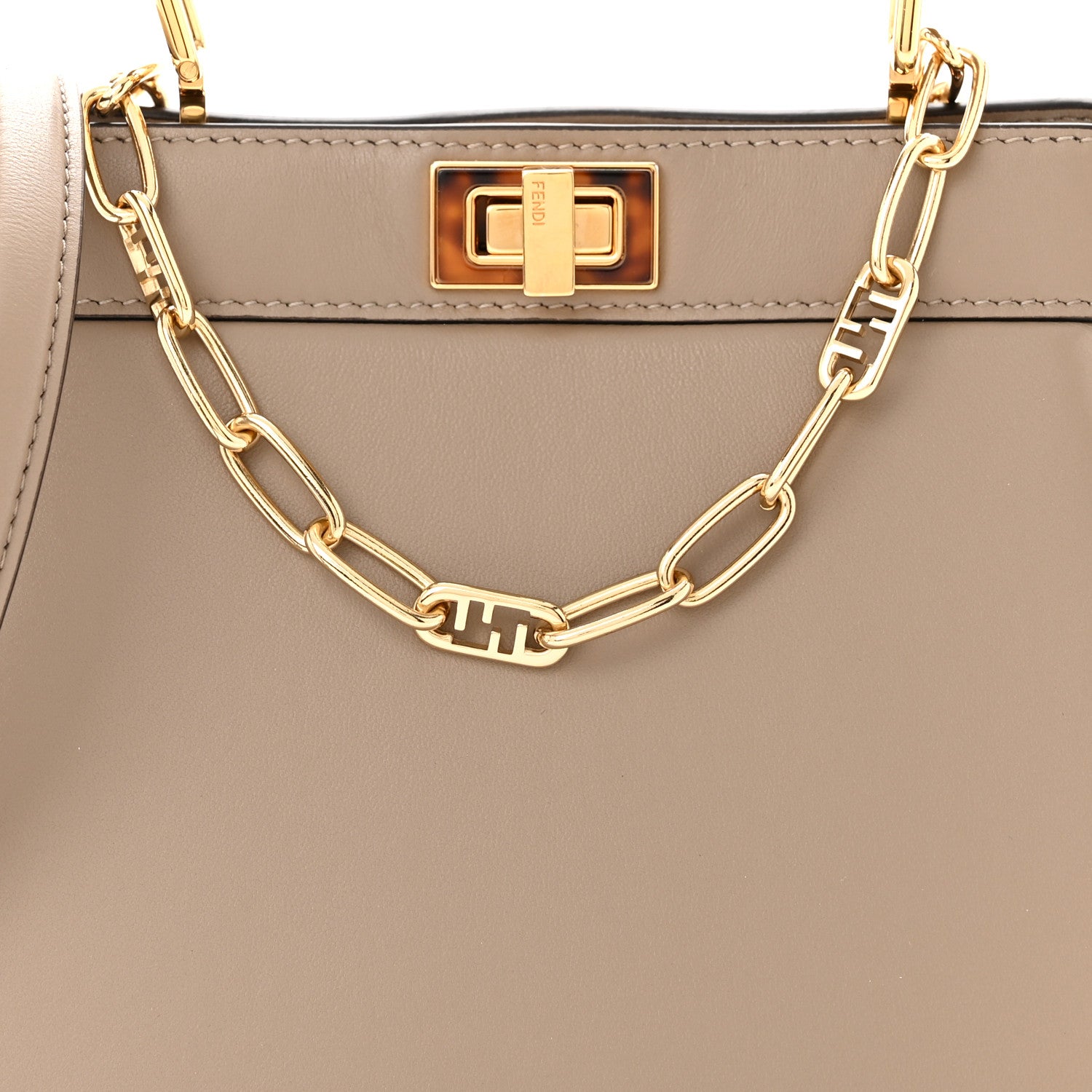 Fendi Shiny Nappa Plexiglass Petite Peekaboo I SEE U Satchel Tortora 8 of 10