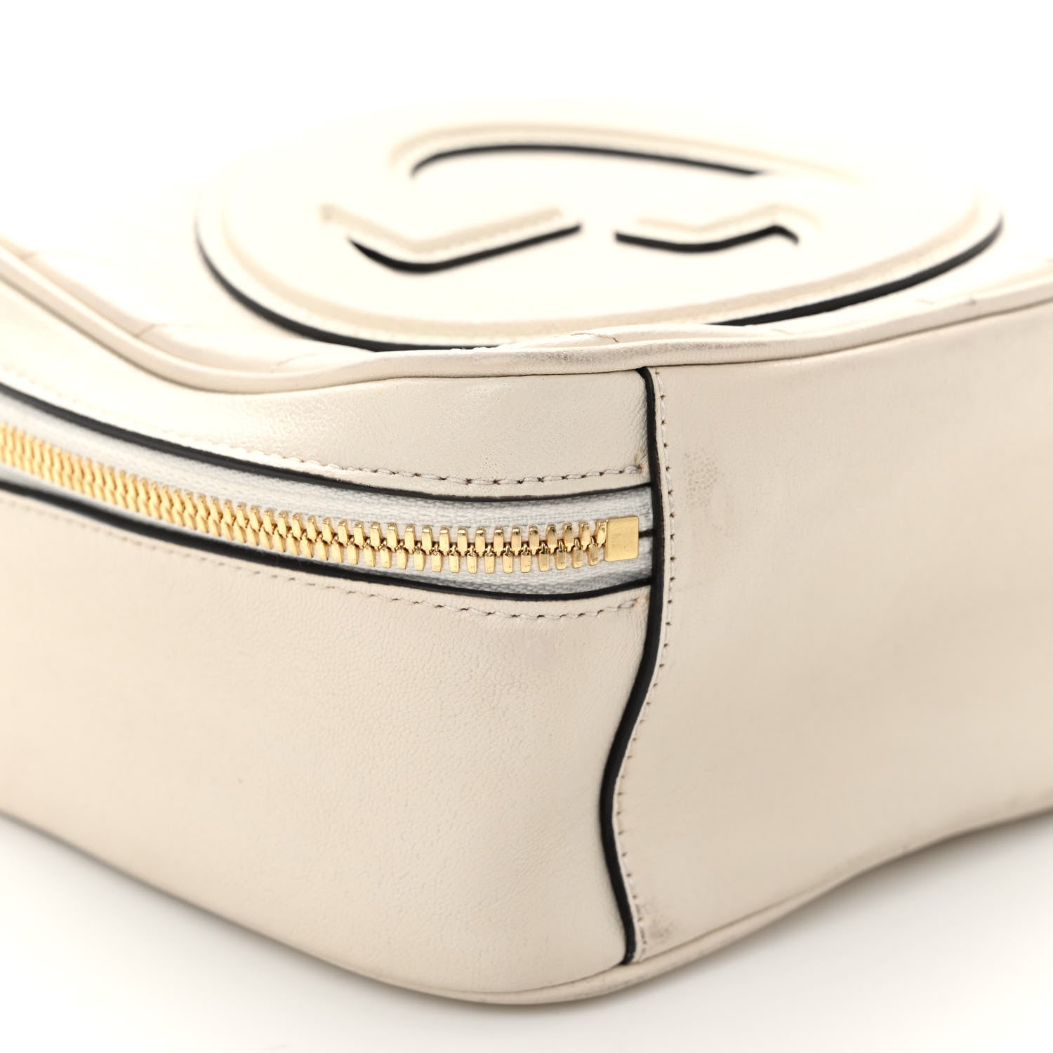 Gucci Sakai Be Green Calfskin Diagonal Stitched Blondie Top Handle Bag Mystic White 8 of 10