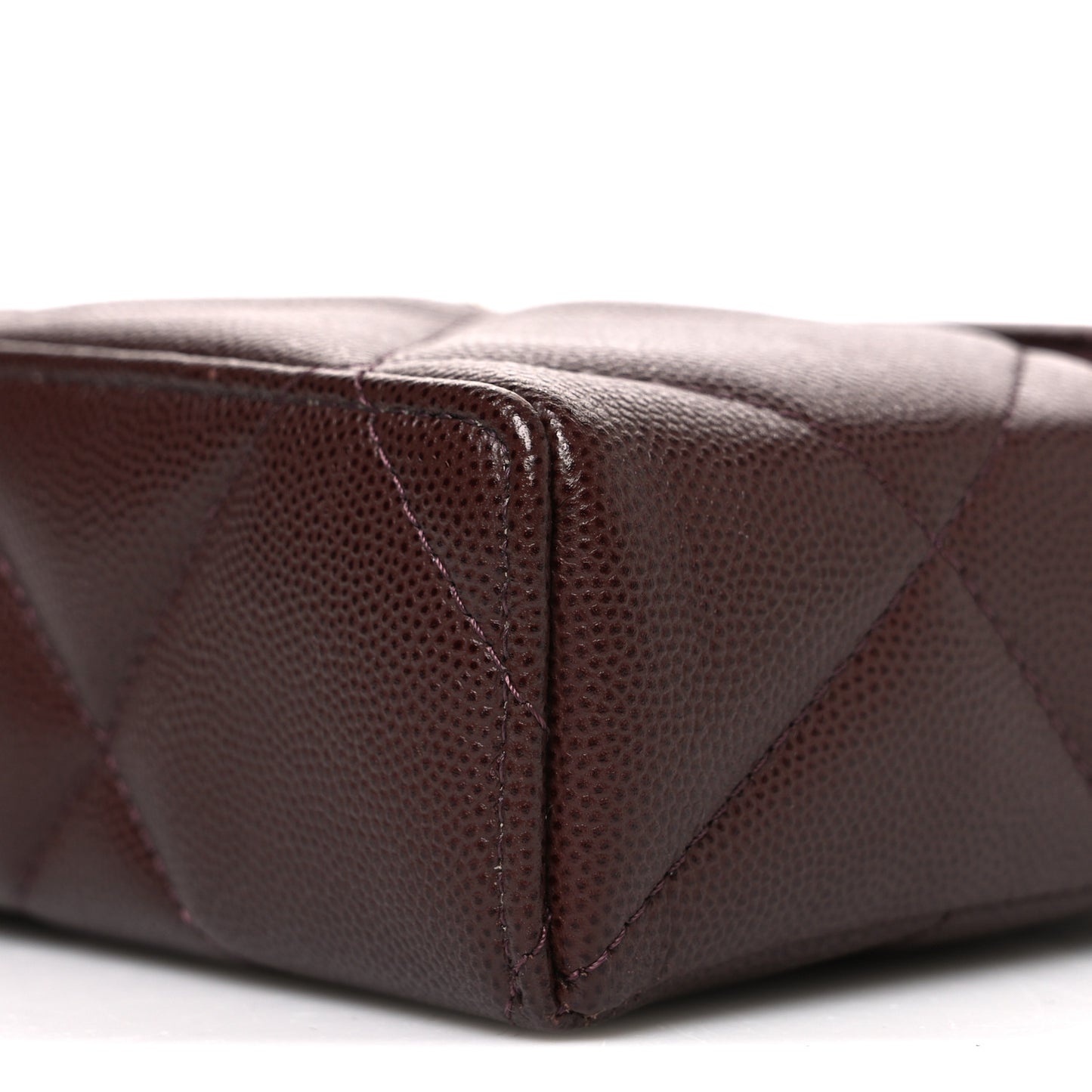 Caviar Quilted Top Handle Slim Vanity With Chain Dark Brown