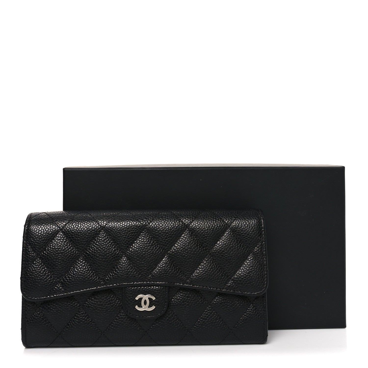 Chanel Caviar Quilted Large Gusset Flap Wallet Black 9 of 9